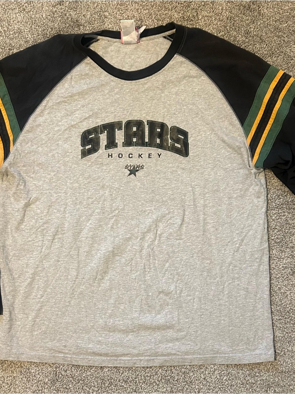 Vintage Reebok Dallas Stars Mens Shirt 2XL Gray Long Sleeve Raglan NHL Y2K
